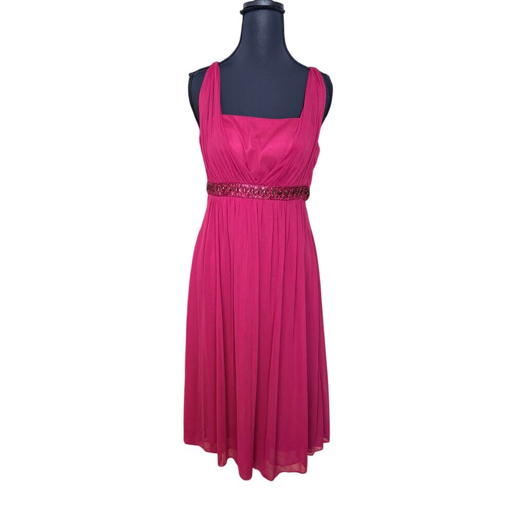 Jessica Howard red beaded short cocktail dress semi formal size 6 square neck